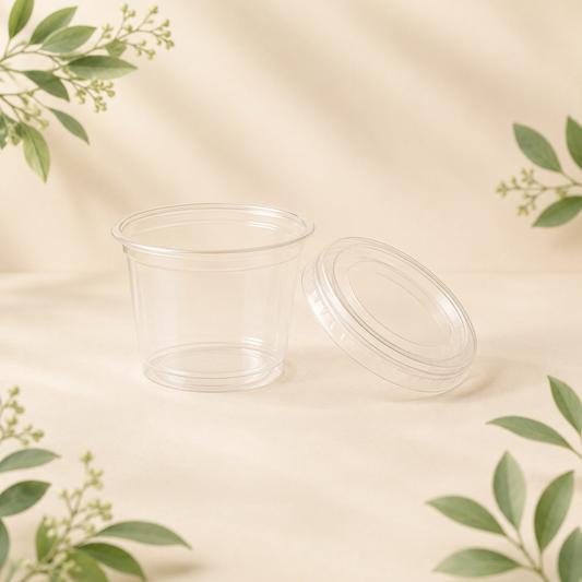 Clear portion cup with lid