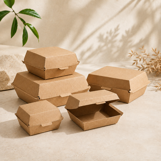 kraft paper clamshell takeout boxes